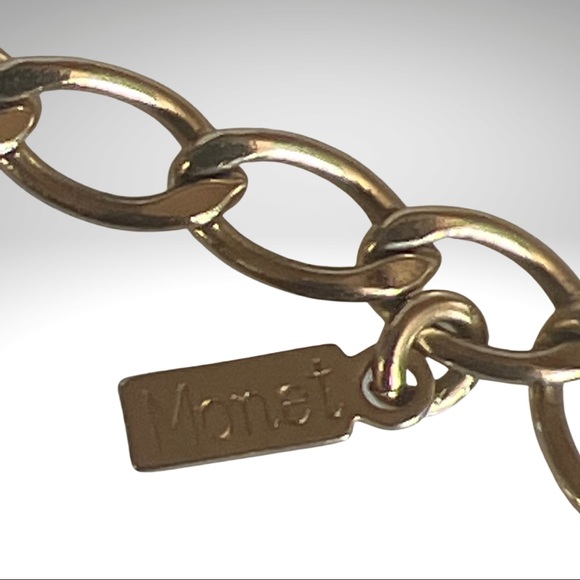 Monet Whirlaire Necklace Chunky Gold Tone with Whirled Links - Picture 7 of 10